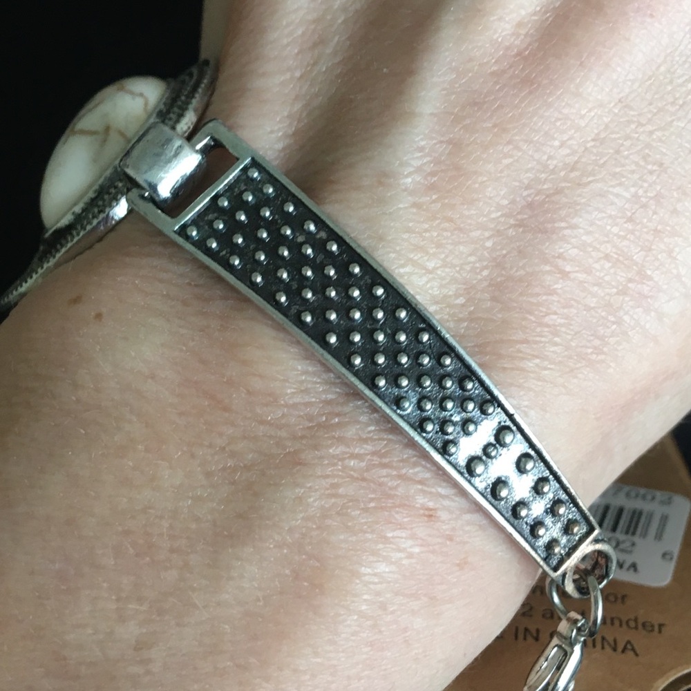 Faux White Turquoise Silver Tone Bracelet - Picture 5 of 9